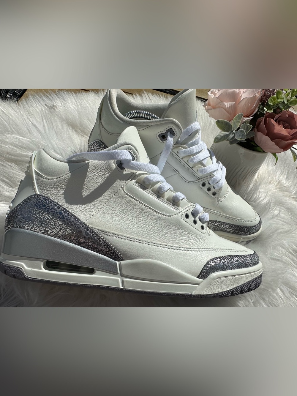 Air Jordan 3 Retro Sail and Pale Ivory Women's Shoes Ivory/Metallic